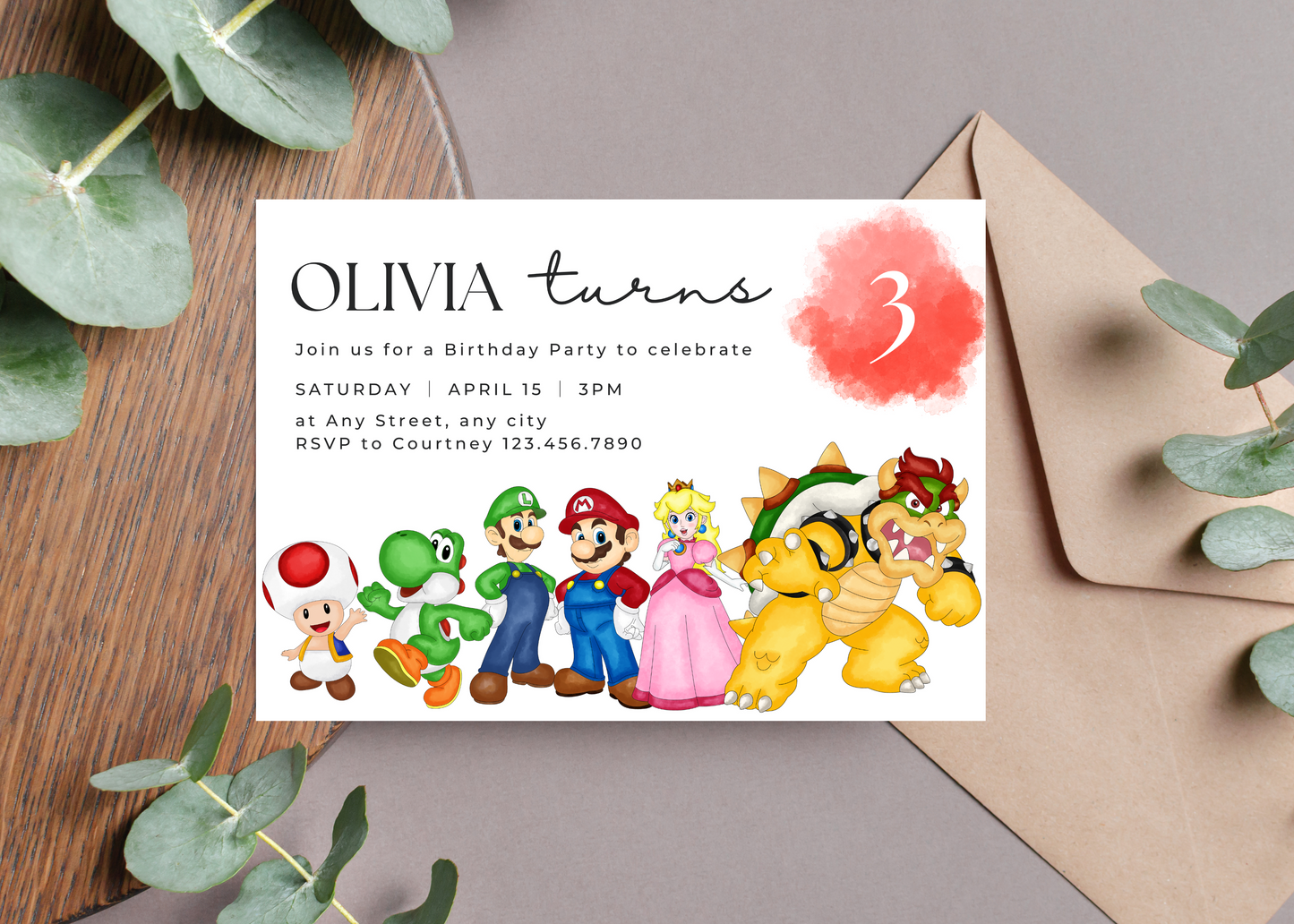 Adorable Super Mario  Invite Template