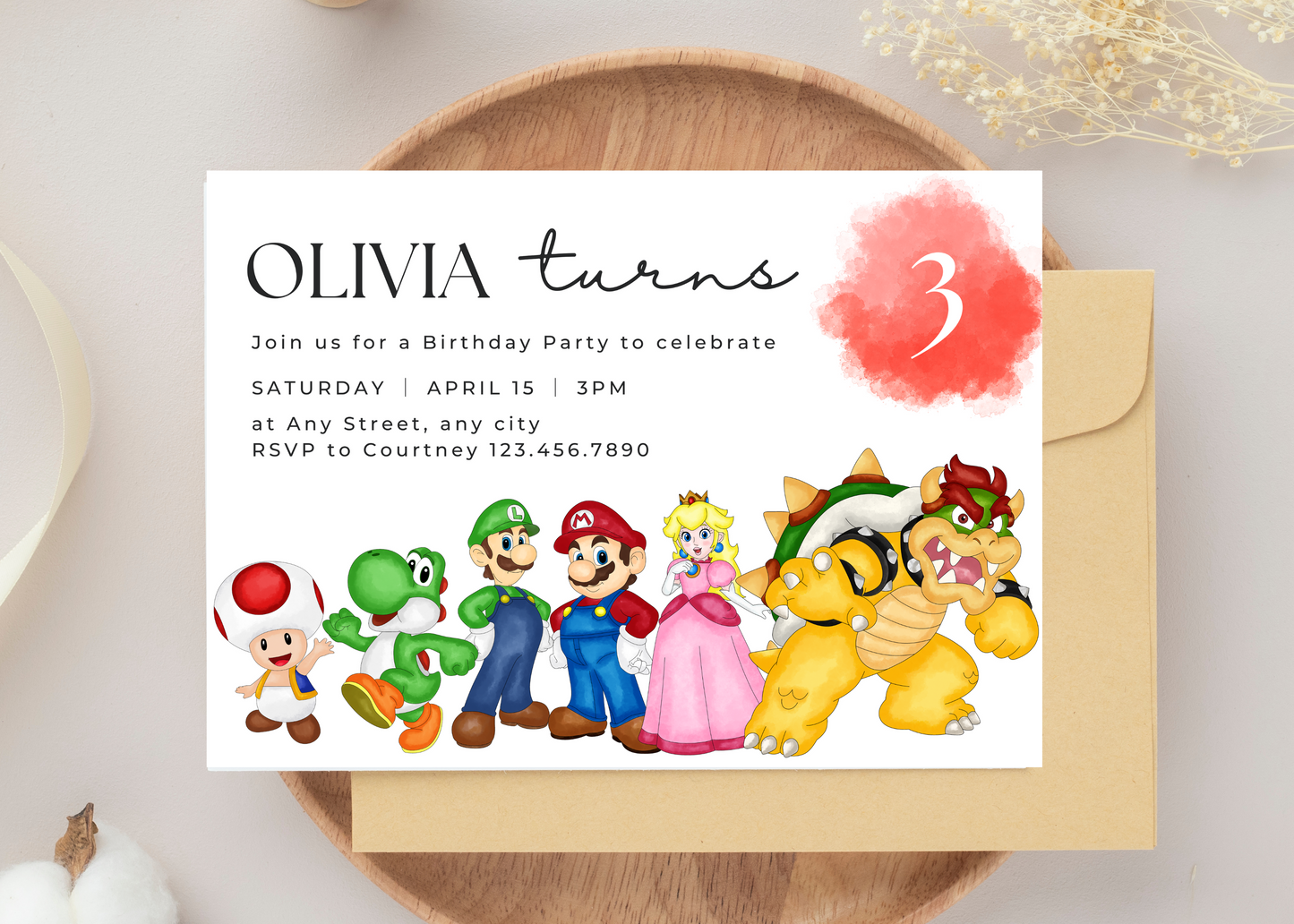 Adorable Super Mario  Invite Template