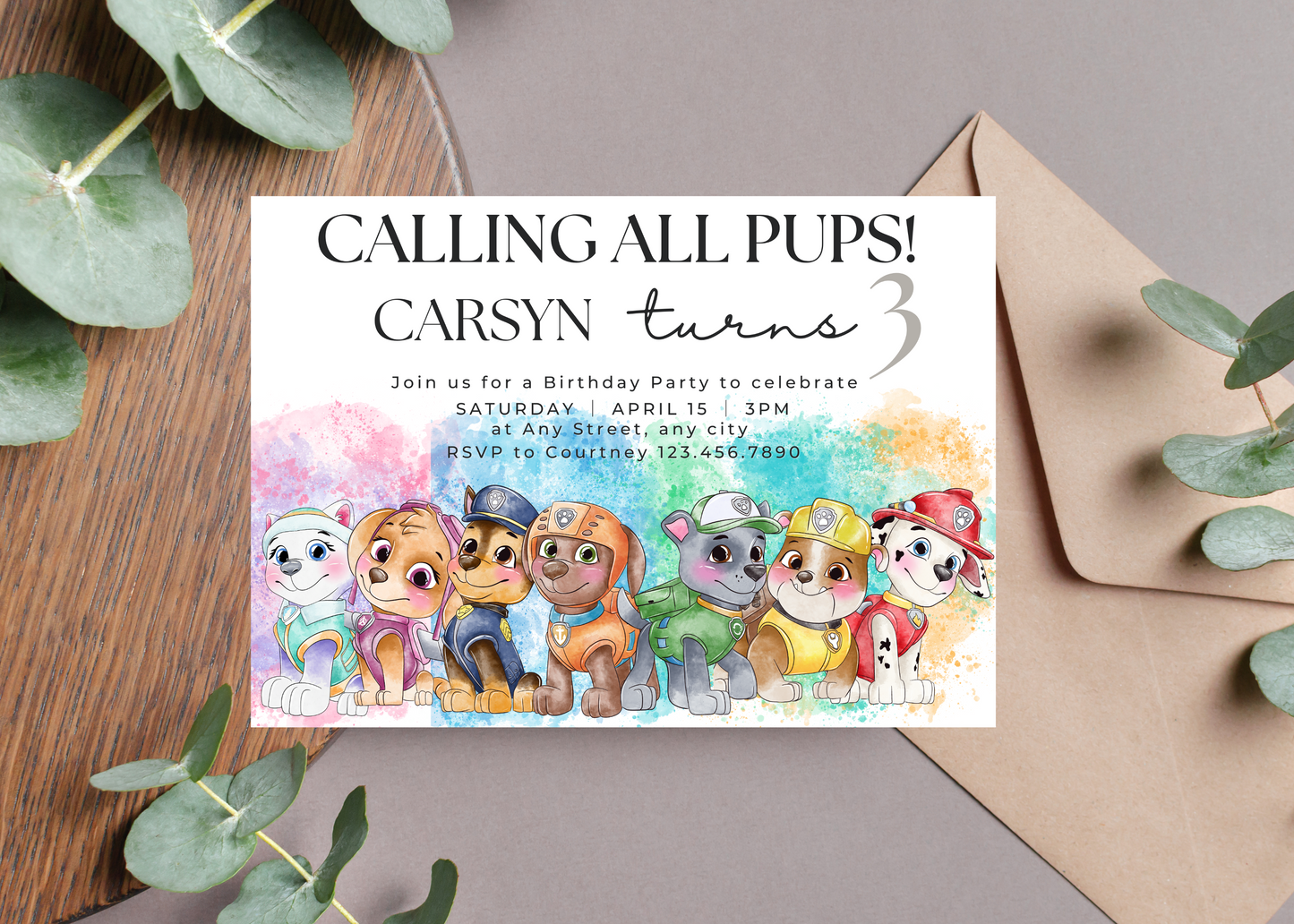 Adorable Paw Patrol  Invite Template