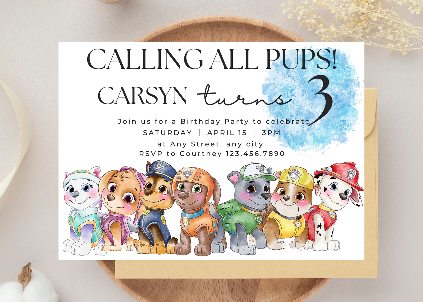 Adorable Paw Patrol  Invite Template