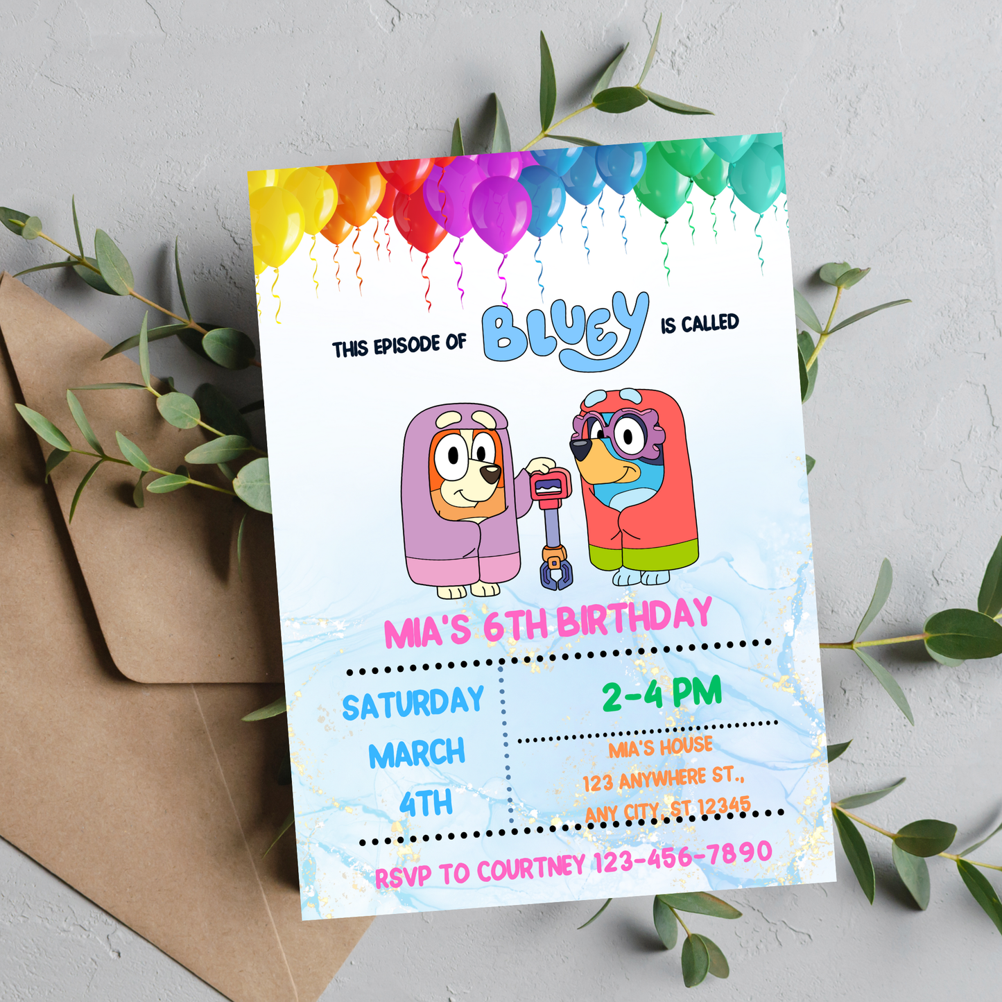 Bluey Granny Invite Template