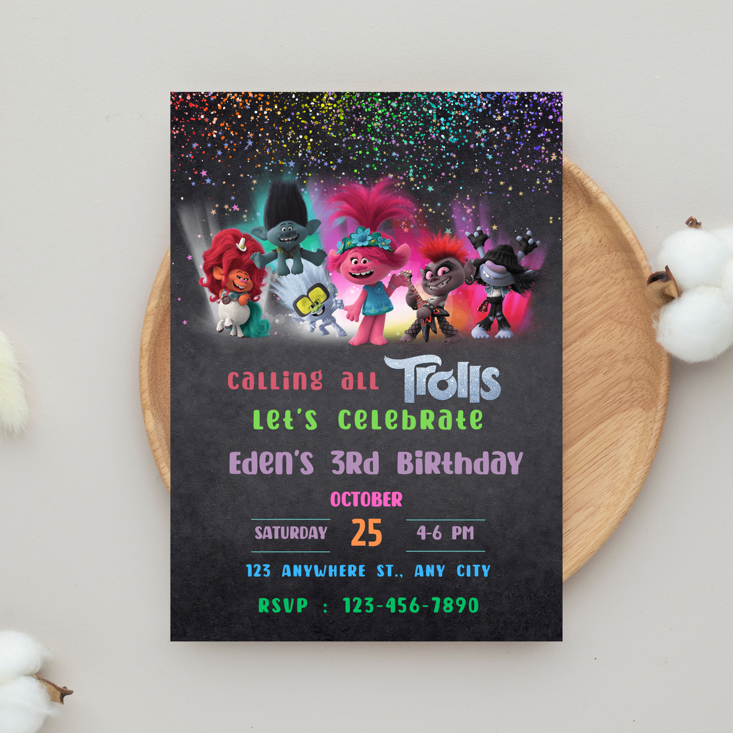 Trolls World Invite Template