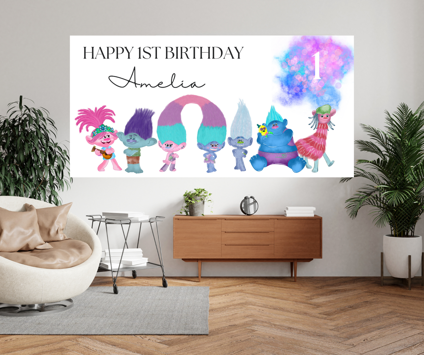 Trolls Birthday Banner Template