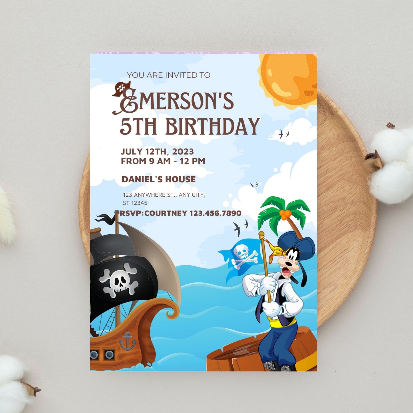 Pirate Goofy Invite Template