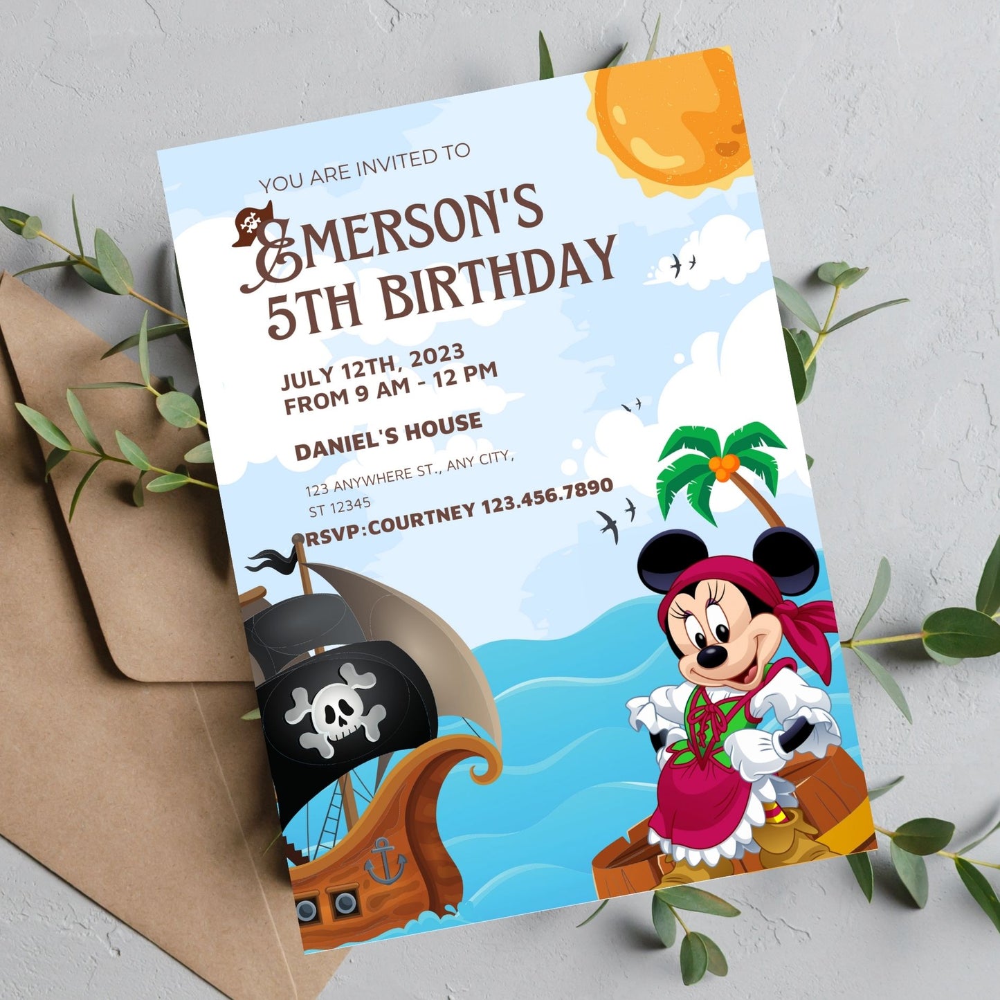 Pirate Minnie Invite Template