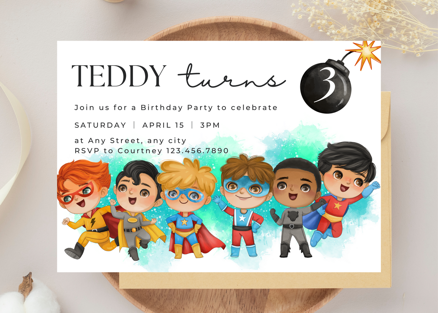 Adorable Superhero Invite Template