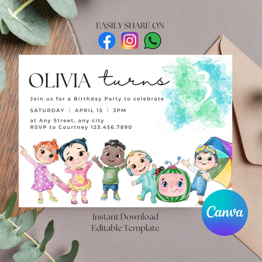 Adorable Cocomelon Invite Template