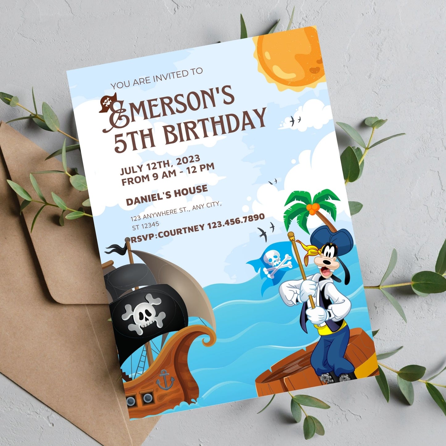 Pirate Goofy Invite Template