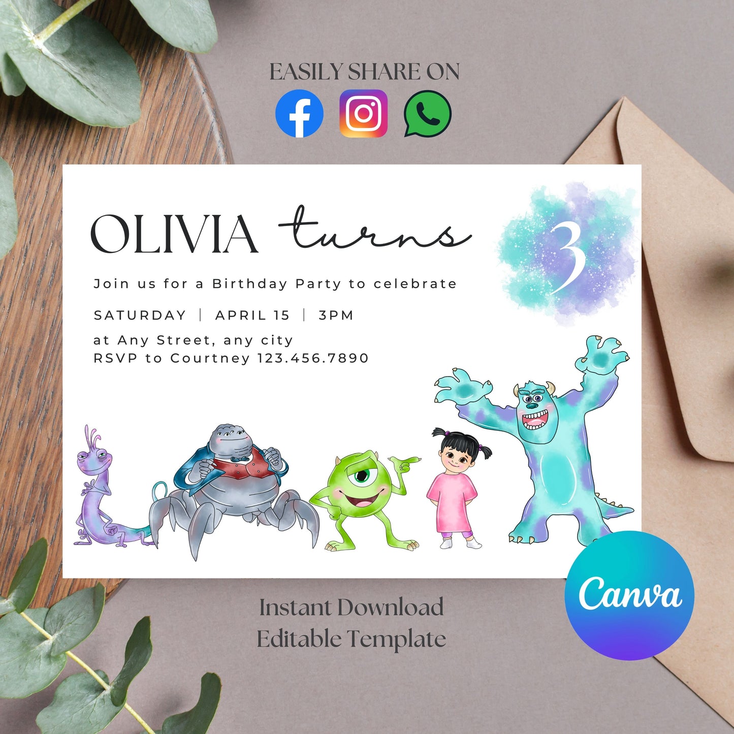 Adorable Monsters  Invite Template