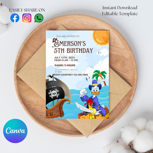 Pirate Donald Invite Template