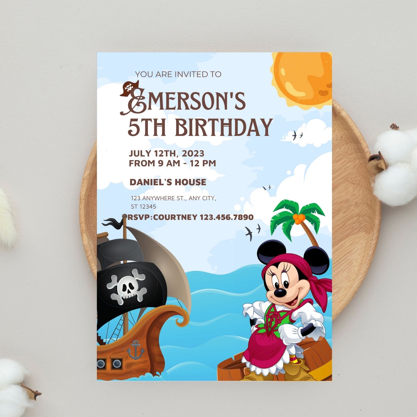 Pirate Minnie Invite Template