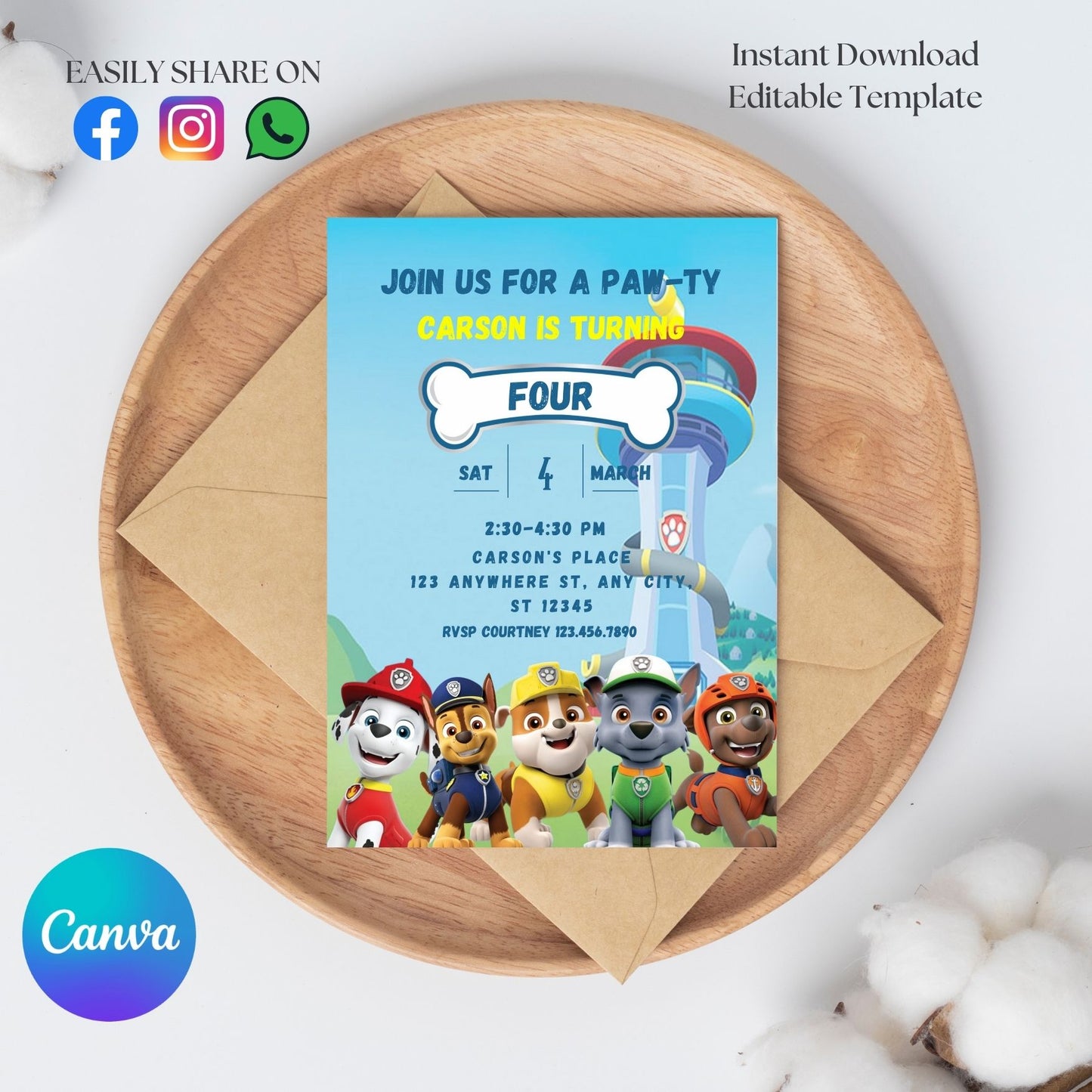 Paw Patrol  Invite Template