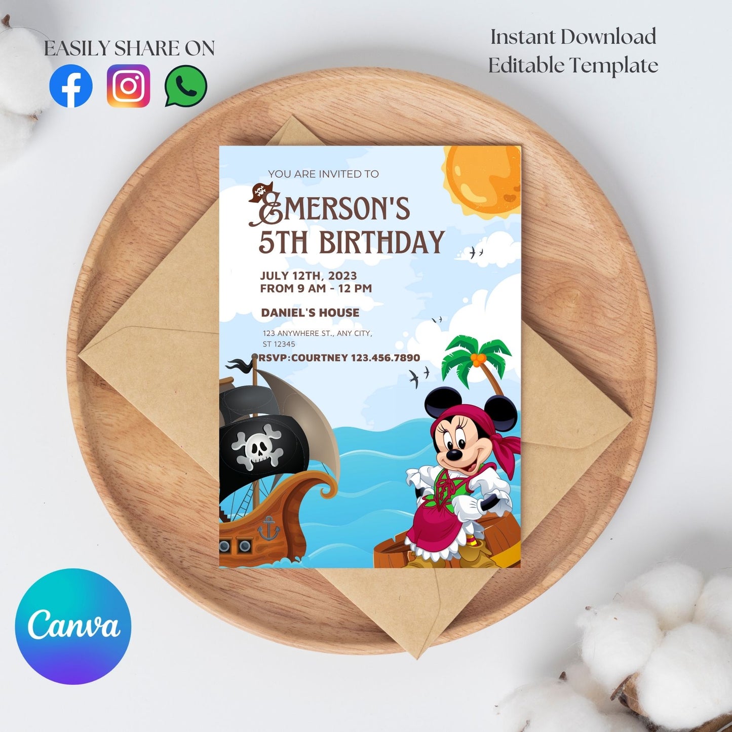 Pirate Minnie Invite Template